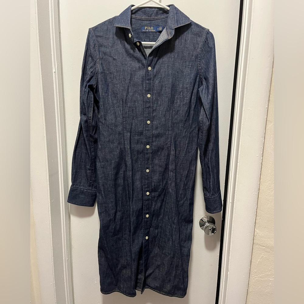 Polo by Ralph Lauren Navy Denim Button-Front Shirt Dress